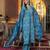 Women blue silk blend ikat printed straight kurta trousers with dupatta