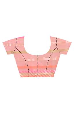 Pink Jamdani silk blend Organza Saree With Blouse Piece 2