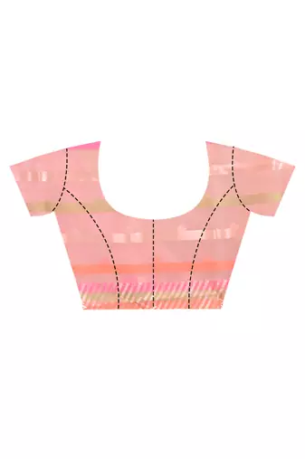 Pink Jamdani silk blend Organza Saree With Blouse Piece