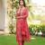 Women red silk blend ikat printed straight kurta trousers with dupatta