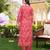 Women red silk blend ikat printed straight kurta trousers with dupatta
