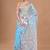 blue Jamdani silk blend Organza Saree With Blouse Piece