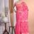 rani pink Jamdani silk blend Organza Saree With Blouse Piece