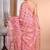 peach Jamdani silk blend Organza Saree With Blouse Piece