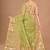 green Jamdani silk blend Organza Saree With Blouse Piece