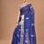 blue Chanderi silk blend Saree With Blouse Piece
