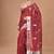 maroon Chanderi silk blend Saree With Blouse Piece