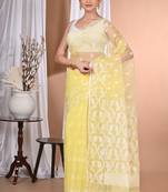 light yellow Jamdani Saree With Blouse Piece
