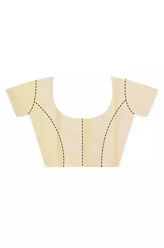 light yellow Jamdani Saree With Blouse Piece