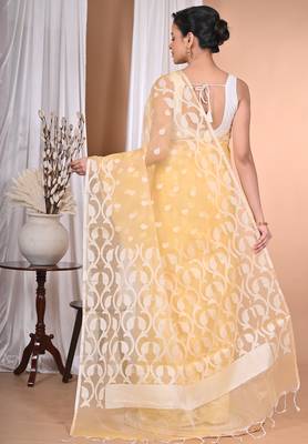 yellow Jamdani Saree With Blouse Piece 2