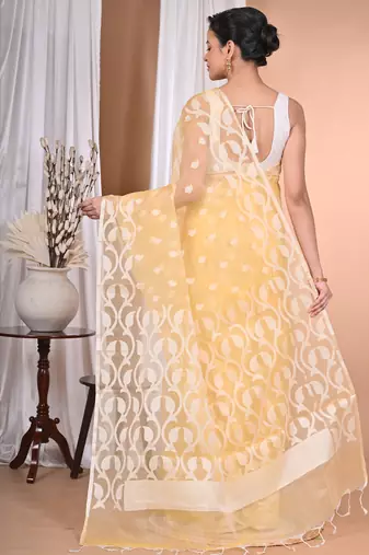 yellow Jamdani Saree With Blouse Piece