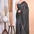 black Pure Chandari Mirror Work Saree With Blouse Piece