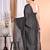 black Pure Chandari Mirror Work Saree With Blouse Piece