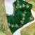 green fendy silk blend embroidered saree with stitched blouse