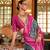 Grey silk blend printed saree with unstitched blouse