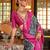 Grey silk blend printed saree with unstitched blouse