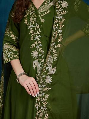 women's elegant angrakha style anarkali kurti set with embroidered dupatta 5