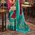 Maroon silk blend printed saree with unstitched blouse