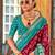 Maroon silk blend printed saree with unstitched blouse