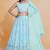 Catching Sky-Blue Zari, Sequence Embroidered Georgette Indian lehenga choli dress
