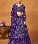 Glamorous Blue Thread, Sequence Embroidered Georgette Indian designer lehenga choli