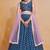 Comely Blue Zari Weaving, Pearl Work Border Georgette Indian wedding lehenga dress