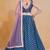Comely Blue Zari Weaving, Pearl Work Border Georgette Indian wedding lehenga dress