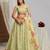 Appealing Sea-Green Zari, Sequence, Multi Thread Floral Embroidered Georgette Indian designer wedding lehenga