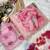 teby silk blend pink floral printed hand work saree with stitched blouse