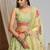 Appealing Sea-Green Zari, Sequence, Multi Thread Floral Embroidered Georgette Indian designer wedding lehenga