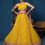 Yellow Zari sequin Multi Thread Floral Embroidered Georgette lehenga choli