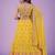 Mustard Real mirror thread sequin embroidered Georgette lehenga dress