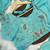 sky blue crunchy silk blend saree with hand work