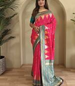 Rani Pink Kanchipuram silk blend Saree