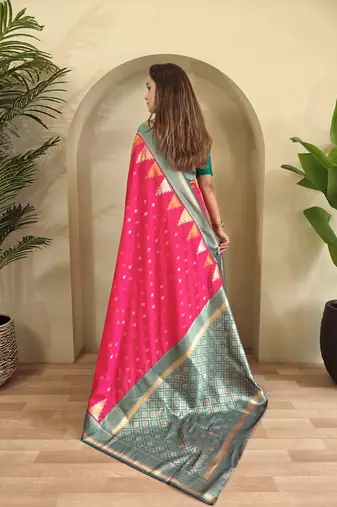 Rani Pink Kanchipuram silk blend Saree