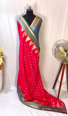 Rani Pink Kanchipuram silk blend Saree 5