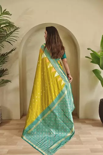 Lime Kanchipuram silk blend Saree