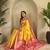 Yellow Kanchipuram silk blend Saree