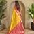 Yellow Kanchipuram silk blend Saree