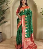 Green Kanchipuram silk blend Saree