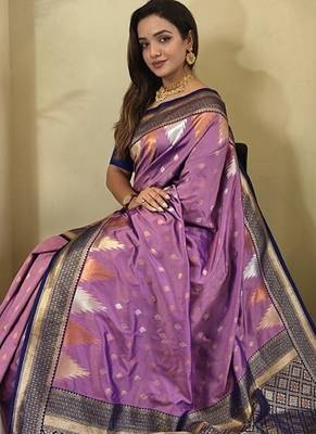 Onion Pink Kanchipuram silk blend Saree 3