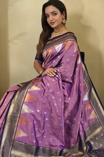 Onion Pink Kanchipuram silk blend Saree