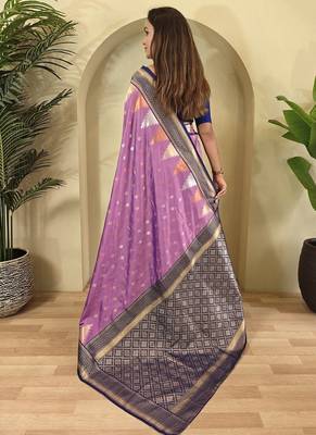 Onion Pink Kanchipuram silk blend Saree 4