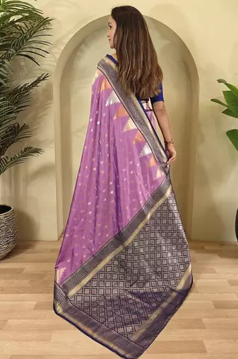 Onion Pink Kanchipuram silk blend Saree