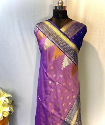 Onion Pink Kanchipuram silk blend Saree 5