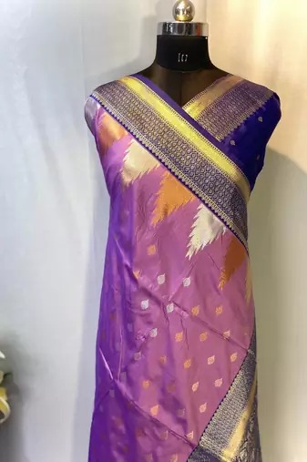 Onion Pink Kanchipuram silk blend Saree
