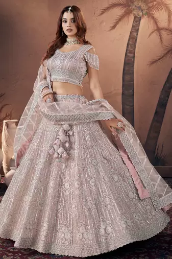 BABY PINK ZARKAN DIAMOND HANDWORK LEHENGA CHOLI