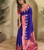 Navy Blue Kanchipuram silk blend Saree