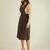 Brown solid pinafore dress with button