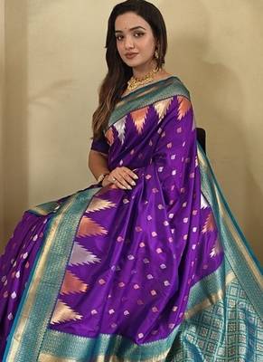 Purple Kanchipuram silk blend Saree 3